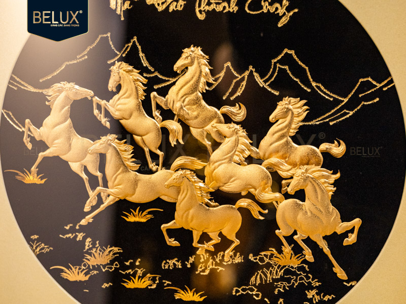 Tranh Ngựa dát vàng 24k&nbsp;25x25cm